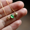 高冰种阳绿翡翠蛋面锁骨链18k黄金钻石镶嵌 商品缩略图6