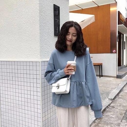 卫衣女薄秋装新款裙摆假两件外套韩版潮ins学生宽松长袖上衣 商品图3