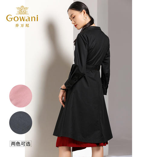 【两色可选】乔万尼秋装女外套复古气质修身系带伞摆风衣女中长款过膝EN3A330 商品图3