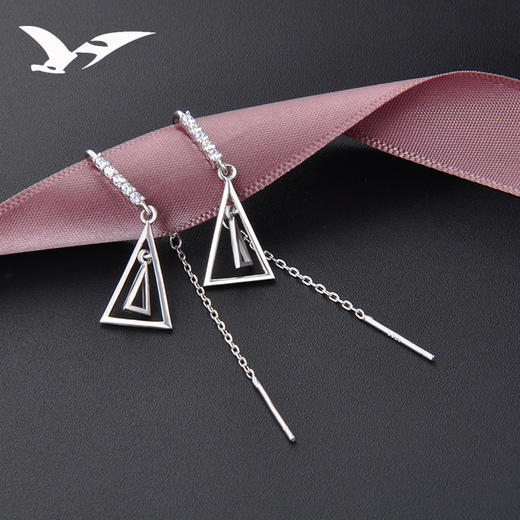 YJ-YJ001244三角形韩国气质微镶锆石镂空耳线耳环 商品图0