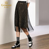 乔万尼百褶半身裙中长款秋季黑色高腰显瘦网纱a字裙EN3D408 商品缩略图2