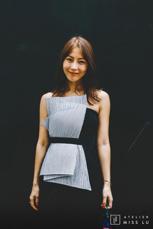 AtelierMissLu / Elena-黑色拼纱抹胸收腰小礼服 商品图4