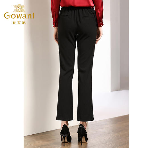 乔万尼春秋阔腿裤女高腰垂感加大码时尚宽松黑色休闲长裤EN3F346 商品图3