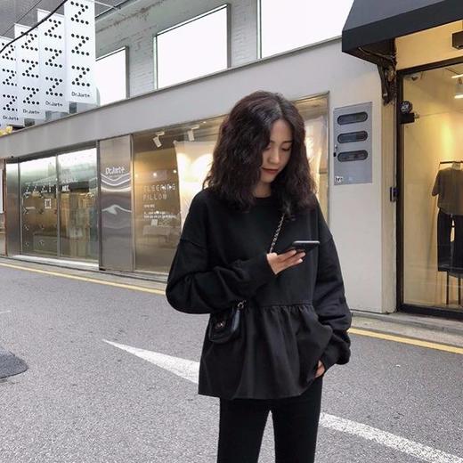 卫衣女薄秋装新款裙摆假两件外套韩版潮ins学生宽松长袖上衣 商品图5