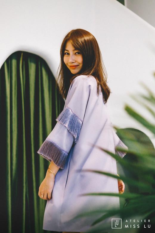 AtelierMissLu / Eileen-香芋紫袖口流苏V领连身裙 商品图6