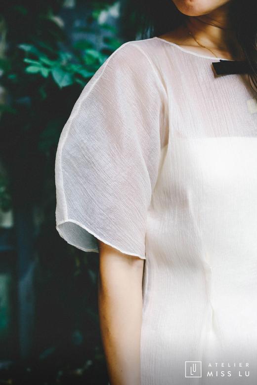 AtelierMissLu / Shirley-奶绵白薄纱吊带两件式连身裙 商品图5