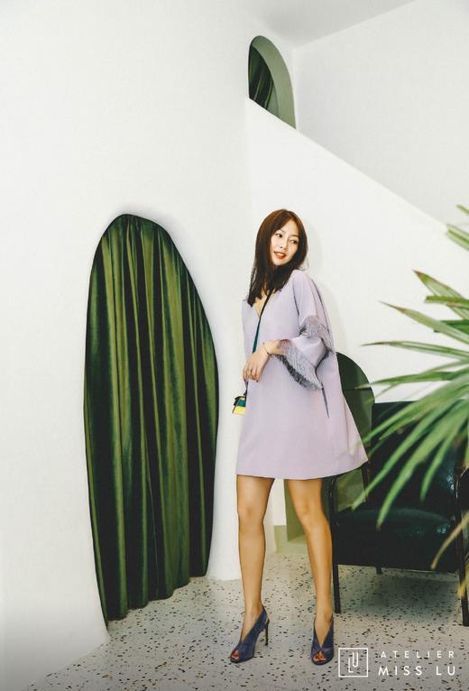 AtelierMissLu / Eileen-香芋紫袖口流苏V领连身裙 商品图5