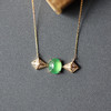 高冰种阳绿翡翠蛋面锁骨链18k黄金钻石镶嵌 商品缩略图2