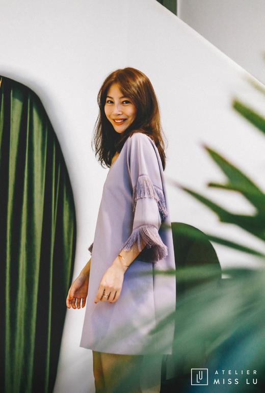 AtelierMissLu / Eileen-香芋紫袖口流苏V领连身裙 商品图8
