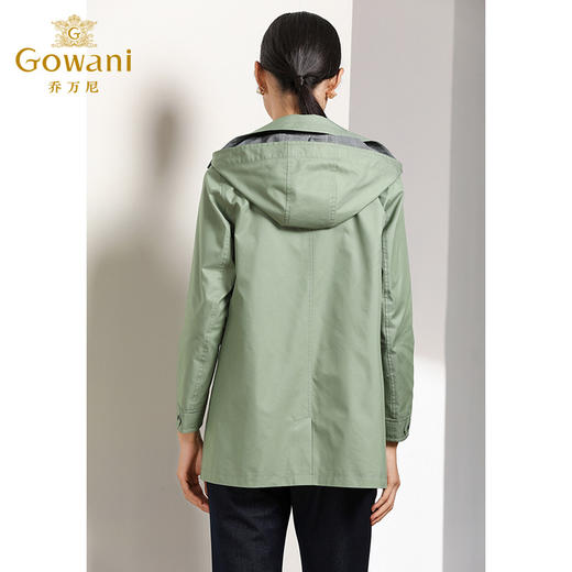 乔万尼秋装女宽松直筒气质简约连帽风衣外套女短款EN3B356 商品图3