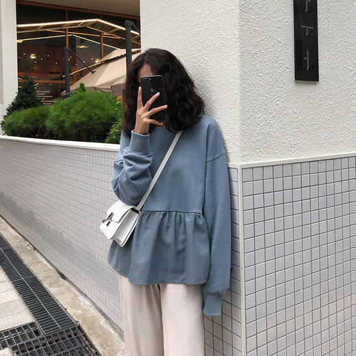 卫衣女薄秋装新款裙摆假两件外套韩版潮ins学生宽松长袖上衣 商品图2