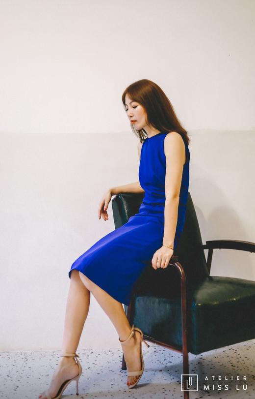 AtelierMissLu / Gloria-皇家蓝立裁修身连身裙 商品图3