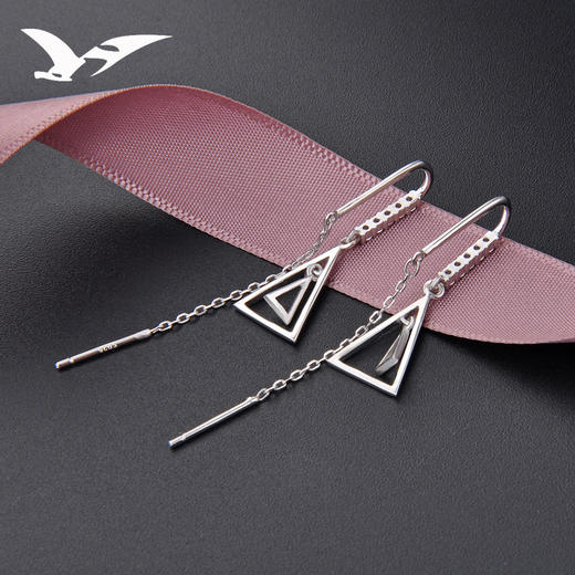 YJ-YJ001244三角形韩国气质微镶锆石镂空耳线耳环 商品图2