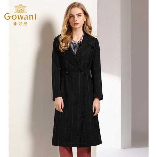 乔万尼风衣女中长款秋装通勤显瘦收腰气质条纹西装领外套EN3A306 商品图2