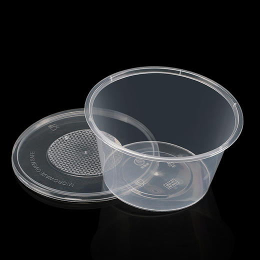 喇叭花圆形一次性餐盒塑料透明方盒外卖打包盒快餐盒饭盒带盖便当 商品图2