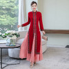 F-FS6677新款金丝绒酒红色气质开叉旗袍两件套连衣裙TZW 商品缩略图1
