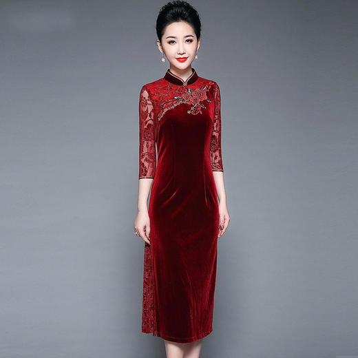 YZL-683新款欧美大牌印花刺绣长袖圆领高腰连衣裙TZW 商品图0