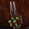 森系树叶，925纯银和田玉碧玉镶玉长款耳饰JX-8710283113 商品缩略图3