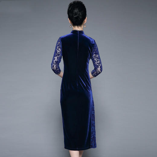 YZL-683新款欧美大牌印花刺绣长袖圆领高腰连衣裙TZW 商品图2