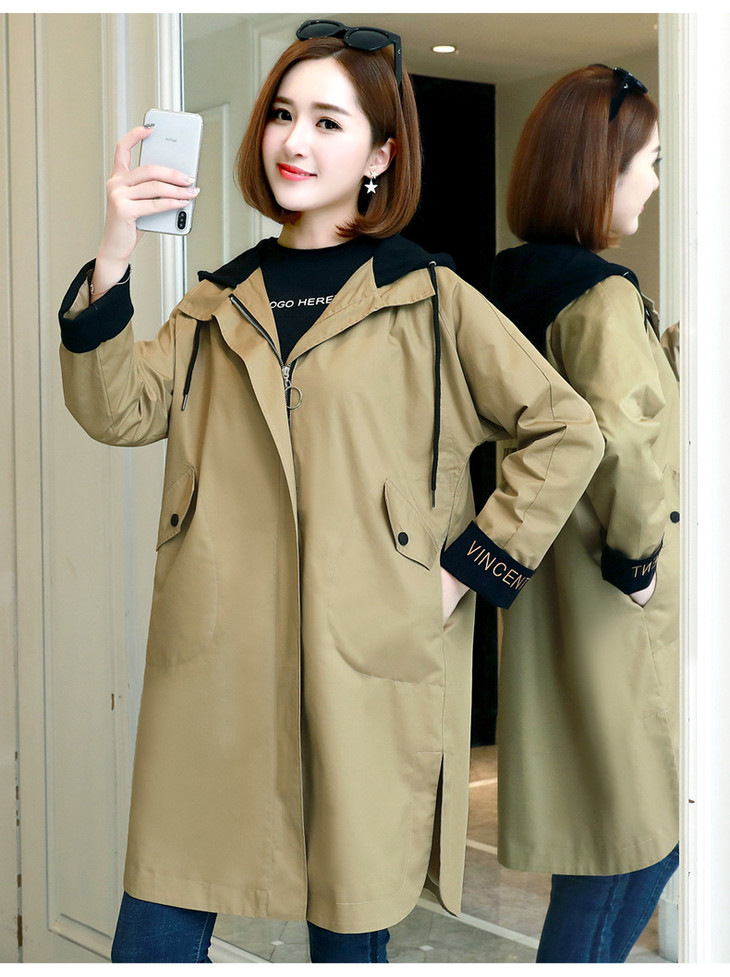 时尚新款宽松休闲连帽风衣外套mkt-1778风衣