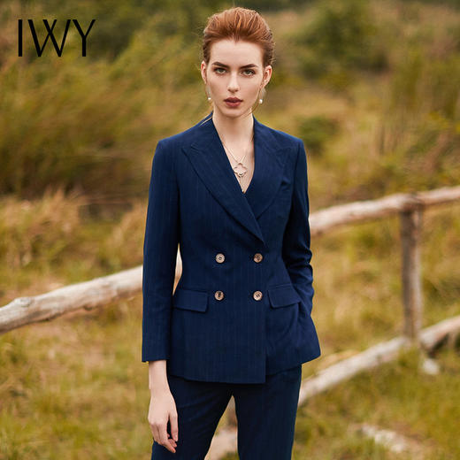 IWY/深蓝色长袖西装长裤套装CP9306 商品图9