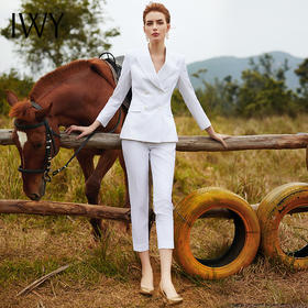 IWY/西装套装女小香风高冷御姐时尚显瘦小脚裤潮流白色条纹职业装CP9320