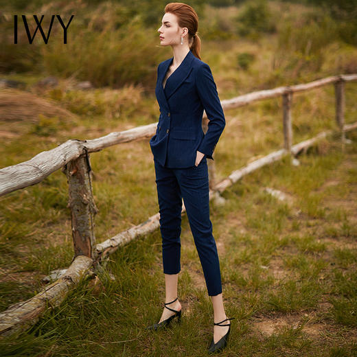IWY/深蓝色长袖西装长裤套装CP9306 商品图5