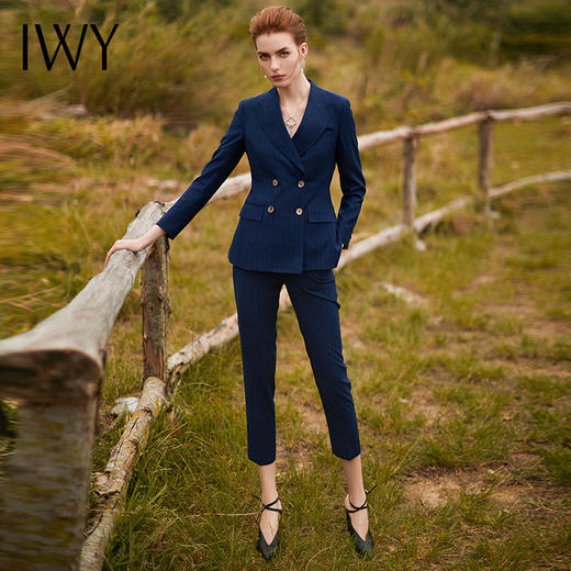 IWY/深蓝色长袖西装长裤套装CP9306 商品图1