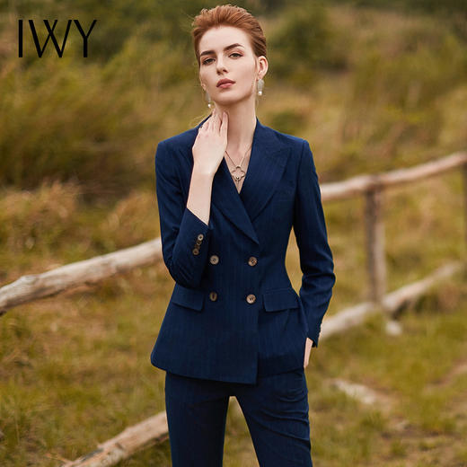 IWY/深蓝色长袖西装长裤套装CP9306 商品图7