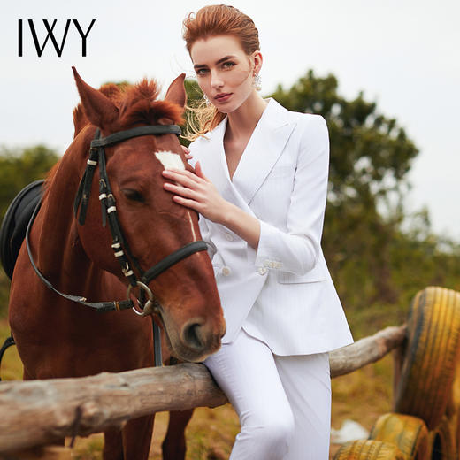 IWY/西装套装女小香风高冷御姐时尚显瘦小脚裤潮流白色条纹职业装CP9320 商品图6