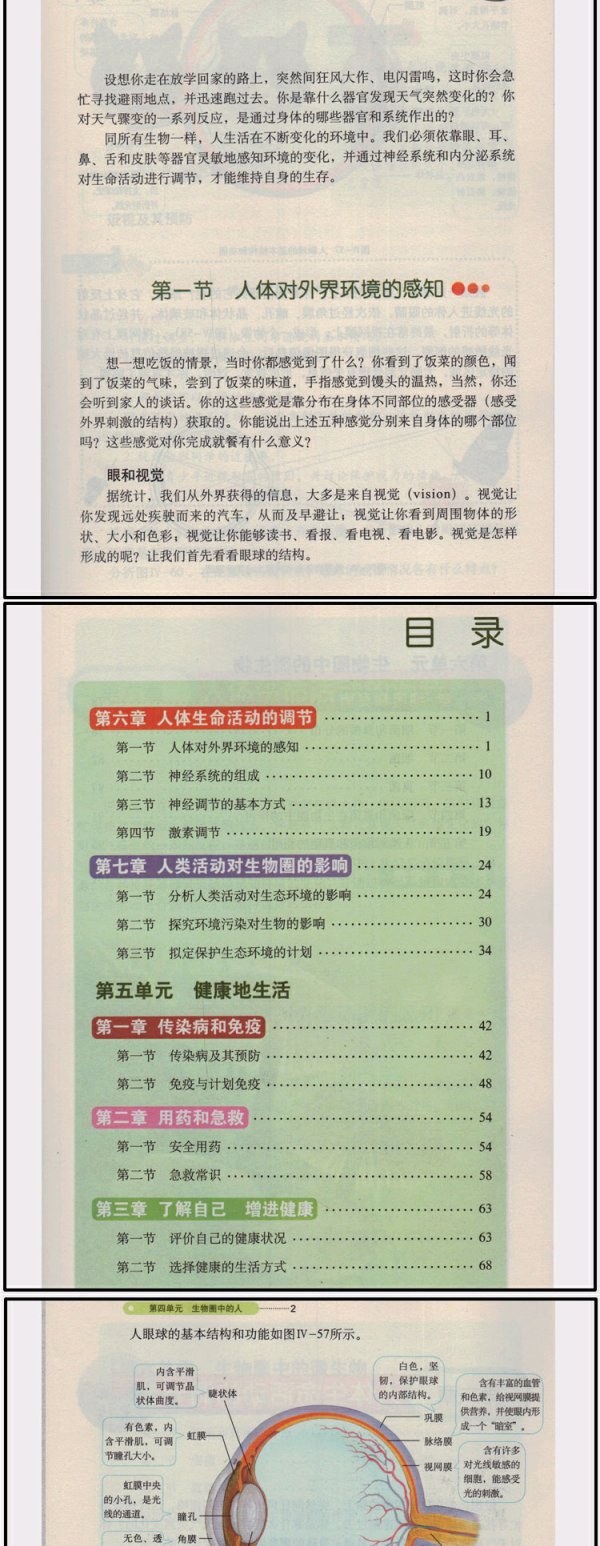 出版社初一生物下冊義務教育教科書(五·四學制)生物學七年級下冊教材