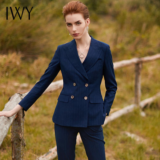 IWY/深蓝色长袖西装长裤套装CP9306 商品图10