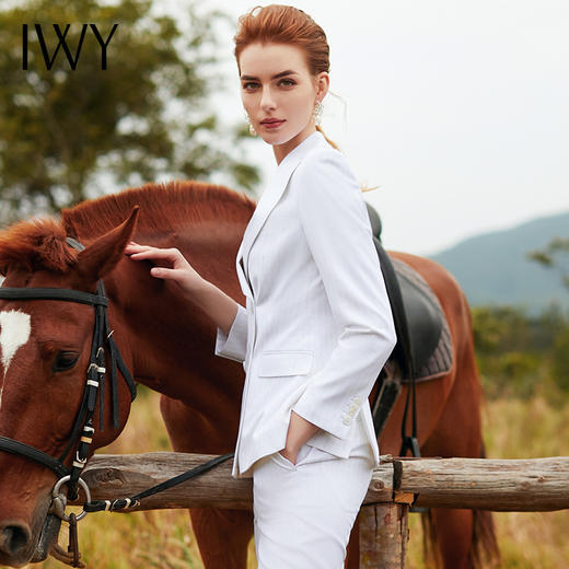 IWY/西装套装女小香风高冷御姐时尚显瘦小脚裤潮流白色条纹职业装CP9320 商品图3