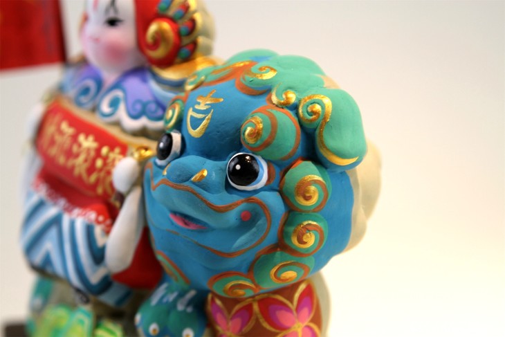 泥塑彩绘兔儿爷——ab双面兔儿爷麒麟款