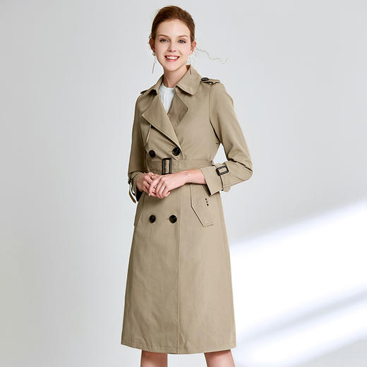 EITIE爱特爱女装秋季气质翻驳领挺括双排扣收腰优雅风衣外套D1904333 商品图3