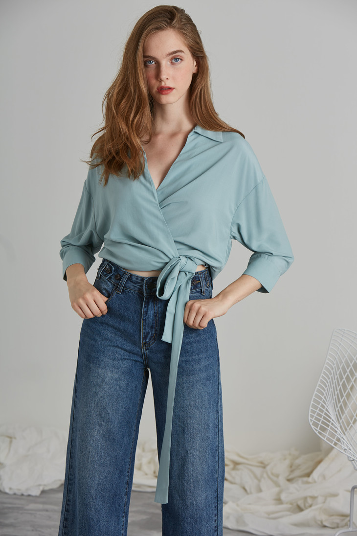 lauren 裹身绑带上衣