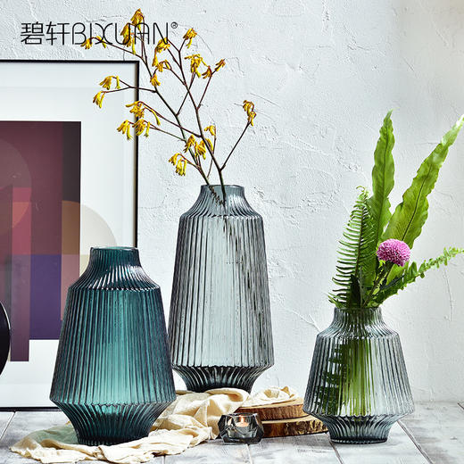碧轩欧式蓝色透明玻璃落地大花瓶创意客厅彩色插干花瓶电视柜装饰摆件 商品图1