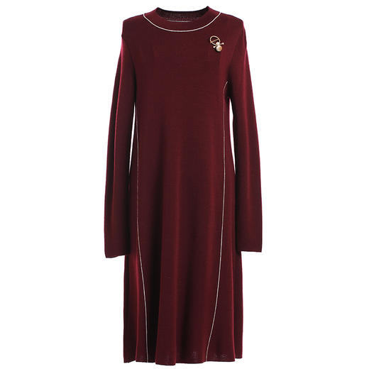 【两色可选】乔万尼羊毛针织连衣裙秋季修身高腰气质长袖打底裙子EN3M393 商品图3