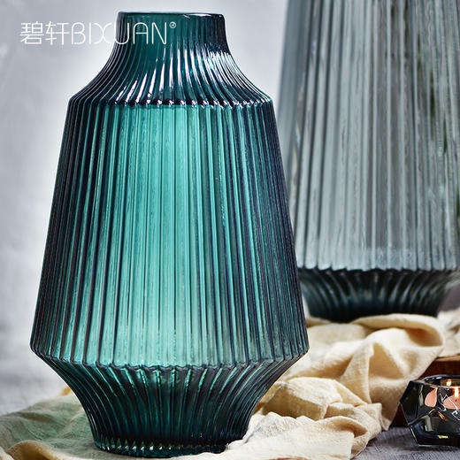 碧轩欧式蓝色透明玻璃落地大花瓶创意客厅彩色插干花瓶电视柜装饰摆件 商品图3