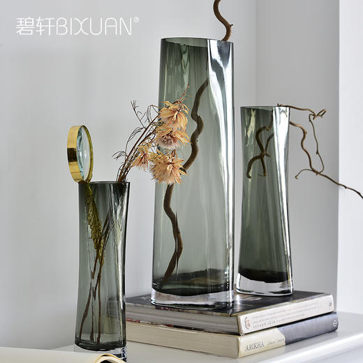 碧轩现代简约玻璃花瓶摆件 手工出口玻璃花瓶餐厅客厅卧室桌面装饰品 商品图2