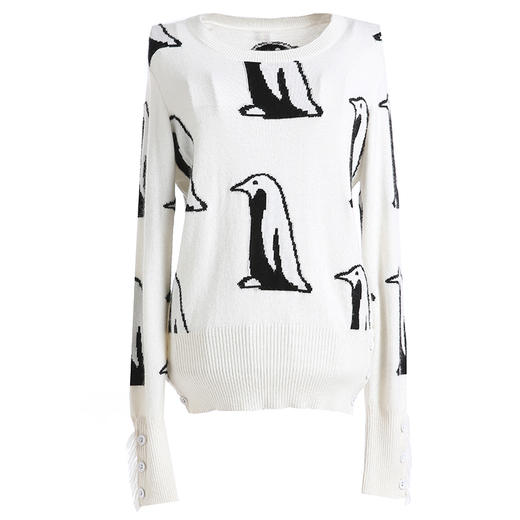 乔万尼秋季小企鹅图案羊毛针织衫时尚长袖圆领毛针织衫女EN3M409 商品图3