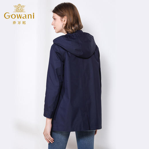 乔万尼秋装简约纯色通勤宽松直筒连帽风衣短外套春秋EN3B356 商品图2