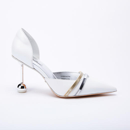 lost in echo双条带中空高跟单鞋 白色时尚尖头双球跟女鞋 商品图2
