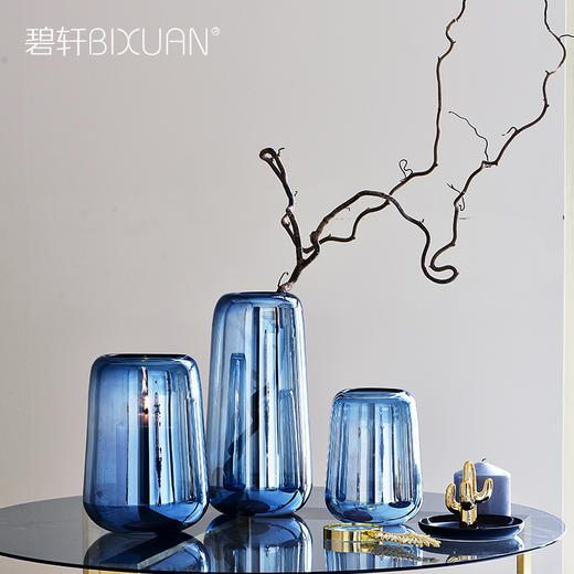 碧轩 现代轻奢透明玻璃花瓶摆件 家居装饰品摆设客厅餐厅插花器 商品图2