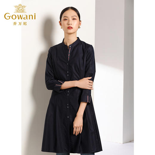 乔万尼秋季气质修身收腰单排扣伞摆X型风衣外套女中长款EN3A339 商品图1