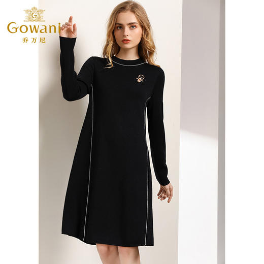 【两色可选】乔万尼羊毛针织连衣裙秋季修身高腰气质长袖打底裙子EN3M393 商品图1