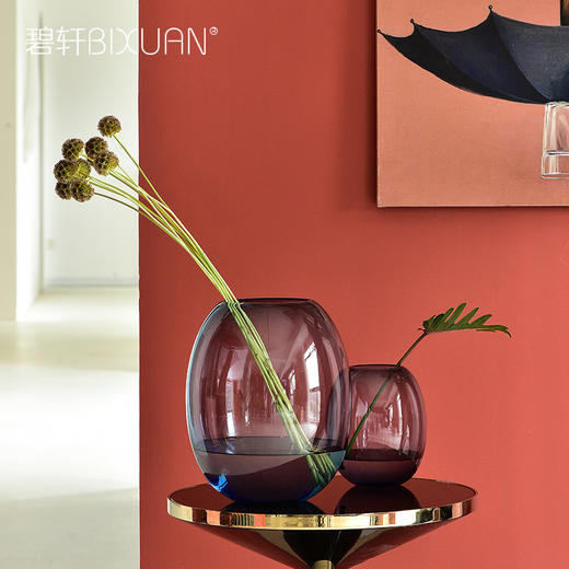 碧轩现代轻奢透明玻璃花瓶 餐厅客厅酒店会所卧室家居装饰摆件 商品图2