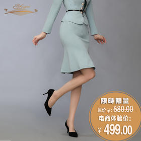 【特惠】YIQU丨“放飞梦想”荷叶半节裙（贝母绿）PT