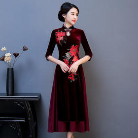 QQ-9233原创春季新款中国风刺绣旗袍