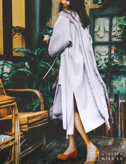 AtelierMissLu / Susy-香芋紫流苏装饰长外套 商品图4